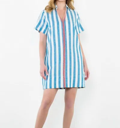 Thml Alice Short Sleeve Striped Dress In White/blue