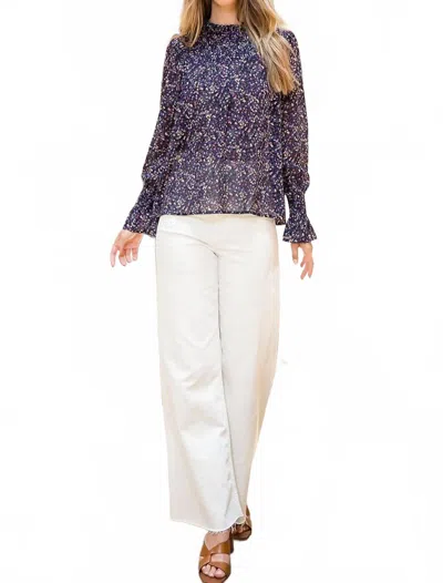 Thml Amanda Blouse - Plus In Navy With Floral Print In Purple