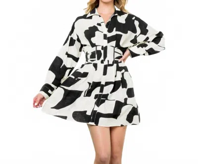 Thml Amy Long Sleeve Print Dress In Black