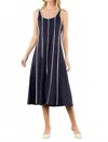 Thml Anastasia Piped Midi Dress In Navy & Stone In Animal Print