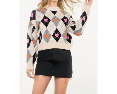 Thml Argyle Pattern Knit Sweater In Cream In Multi