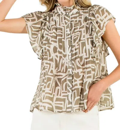 Thml Ariana Button Down Top In Beige In Brown