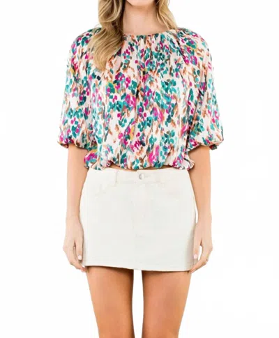 Thml Arlington Floral Inspired Top In Teal In White