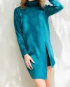Thml Asymmetrical Turtleneck Tunic Sweater In Teal In Blue