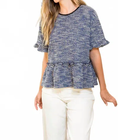 Thml Babydoll Tweed Top In Grey In Gray
