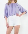 Thml Beka Puff Sleeve Flowy Blouse In Lilac In Blue