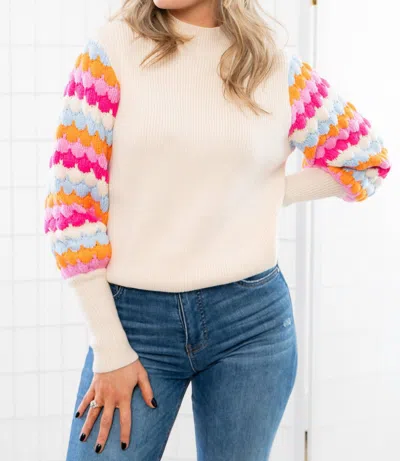 Thml Bishop Sleeve Sweater In Beige Multi In Neutral
