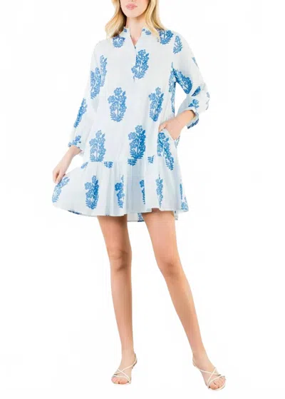 Thml Blockprint Cotton Tiered Dress In Blue Floral