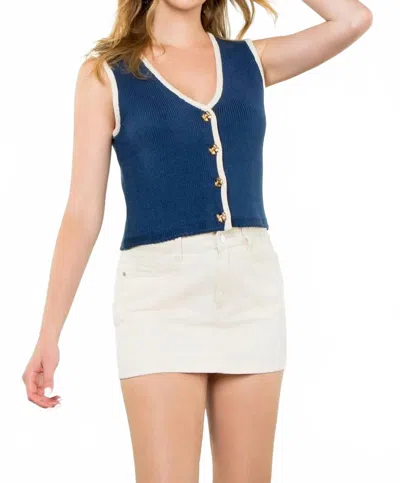 THML BOW BUTTON SWEATER VEST IN BLUE