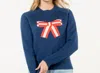 Thml Bow Crewneck Sweater In Navy In Blue