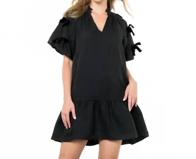 Thml Bow Detail Short Sleeve Dress In Black