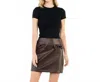 Thml Bow Faux Leather Skirt In Brown In Brown
