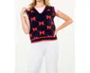 Thml Bow Knit Sweater Vest In Navy In Blue