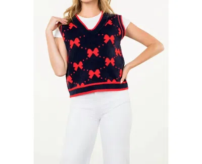 Thml Bow Knit Sweater Vest In Navy In Blue