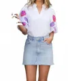 Thml Brittnee Seashells Embroidered Puff Sleeve Top In White In White