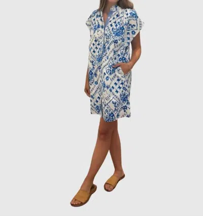 Thml Button Down Dress In Blue In Multi
