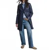 Thml Button Down Trench Coat In Navy In Blue