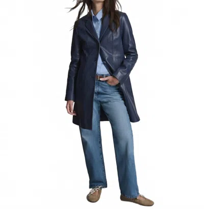 Thml Button Down Trench Coat In Navy In Blue