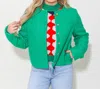Thml Button Up Boucle Jacket In Green In Green