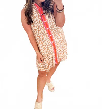 Thml Button Up Dress In Pink And Orange In Multi