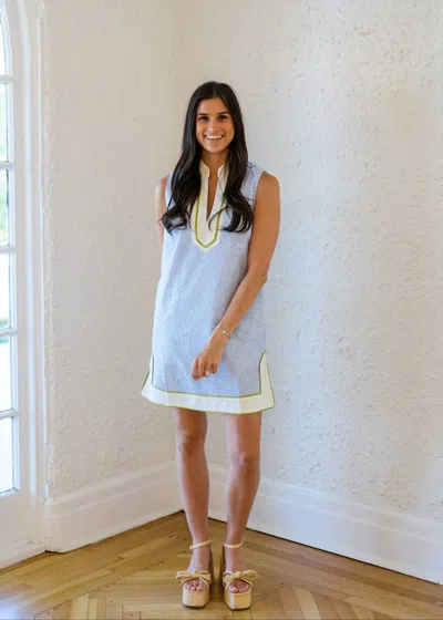 Thml Cape Mini Dress In Blue/white In Multi