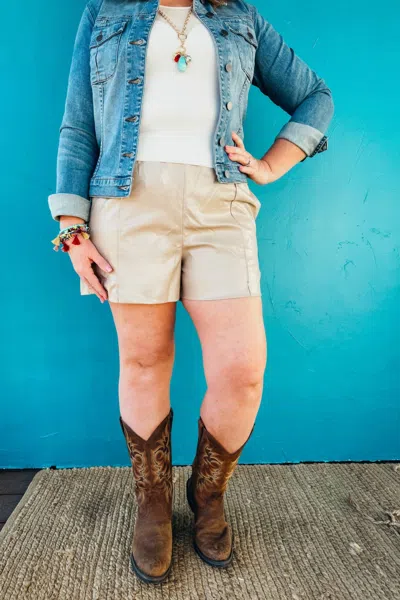Thml Carrie Vegan Leather Shorts In Bone In Neutral