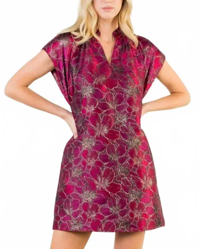 Thml Cassandra Floral Brocade Dress In Purple/ Pink