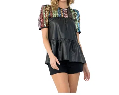 Thml Cassidy Sequin And Leather Top In Multi Color