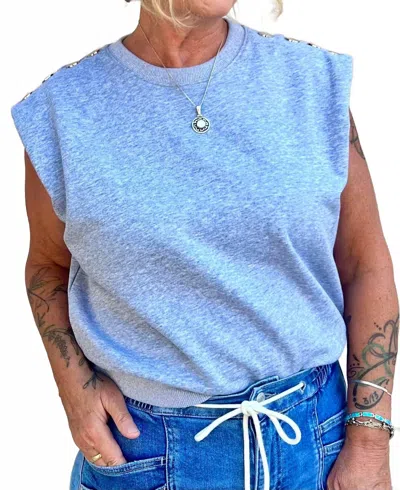 Thml Celeste Sleeveless Top In Heather Grey In Blue