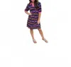 Thml Chain Print Collared Dress In Navy/hot Pink/orange In Multi