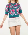 Thml Charla Floral Sweater In Sea Green Floral In Blue