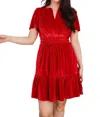 Thml Charlie Velvet Dress In Red In Red