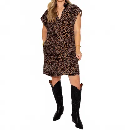 Thml Cheetah Mini Dress In Brown