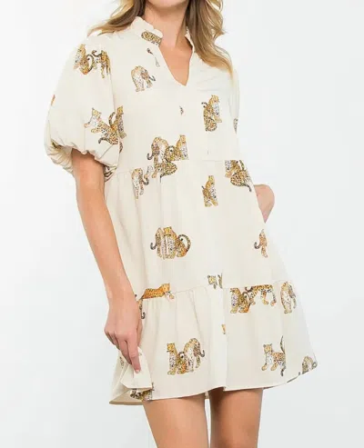 Thml Cheetah Print Dress In Cream In White