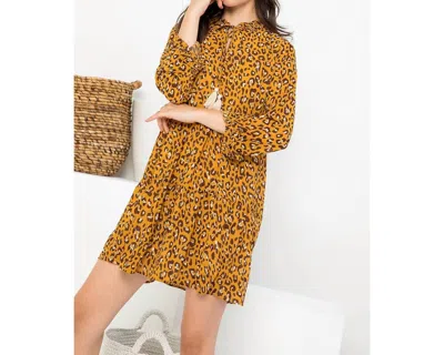 Thml Cheetah Print Tiered Dress In Yellow In Multi