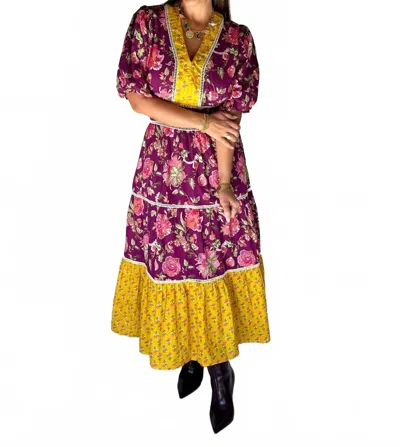 Thml Chelsea Midi Dress In Burgundy In Multi