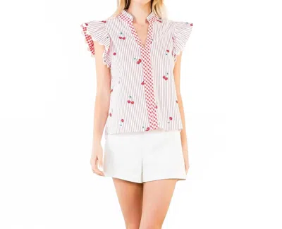 Thml Cherry Print Top In Pink