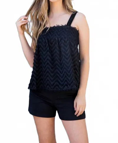 Thml Chevron Fringe Top In Black