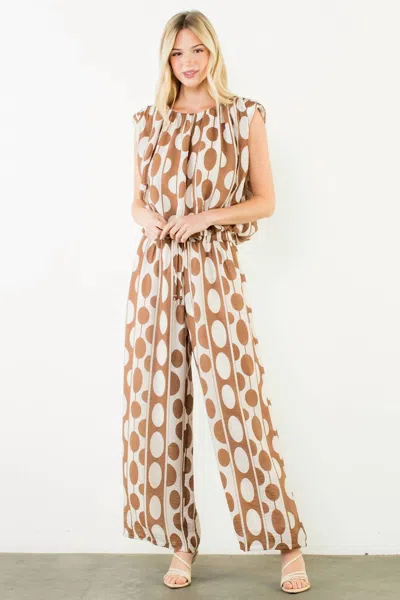 Thml Circle Print Bubble Top In Brown/beige In Multi