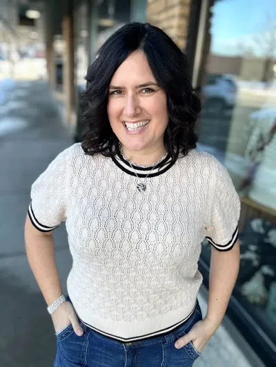 Thml City Classic Knit Top In Ivory In Multi