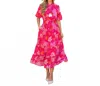 Thml Floral Puff Sleeve Tiered Maxi Dress In Pink In Multi
