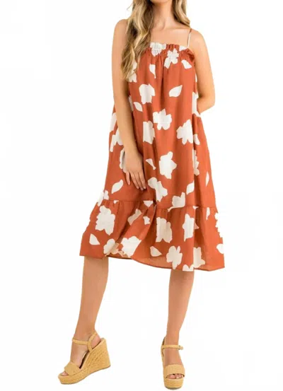 Thml Cloud Print Dress In Brown