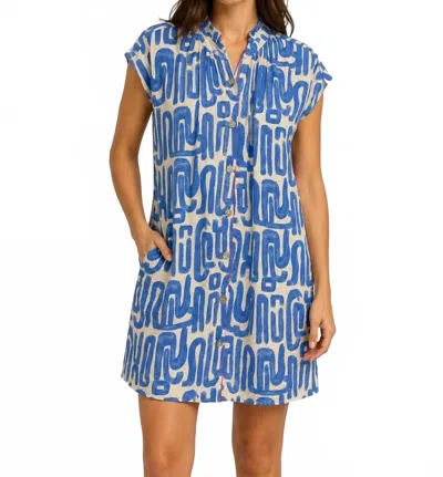 Thml Coastal Maze Dress In Blue In Multi