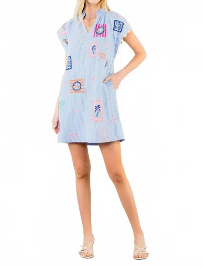 Thml Coastal Stitch Mini Dress In Blue Gingham In Black