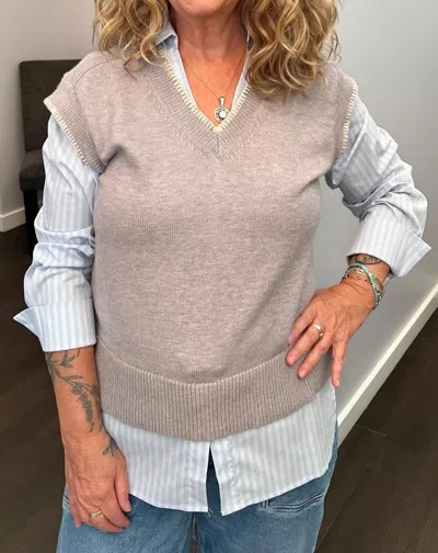 Thml Coffee & Credentials Top In White/brown In Gray