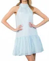 Thml Colette Drop Waist Dress In Light Blue & White In Blue