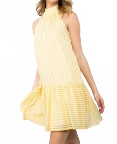 Thml Colette Drop Waist Dress In Yellow & White In Gold