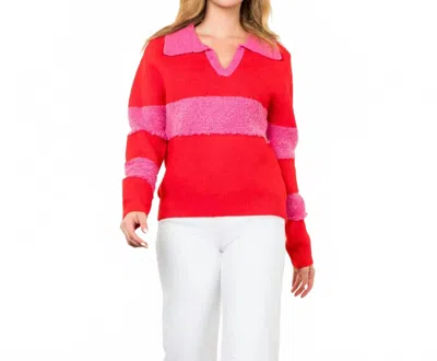 Thml Collared Colorblock Sweater In Red