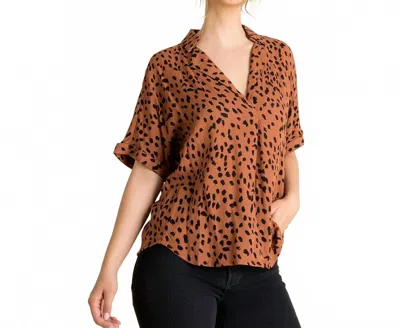 Thml Collared Print Blouse In Cheetah In Brown
