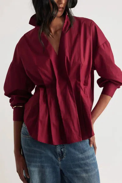 Thml Collared V-neck Top In Red